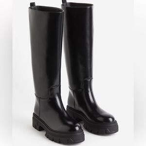 H&M Black Classic Chunky Knee High Long Boots Women’s Size 10 BRAND NEW